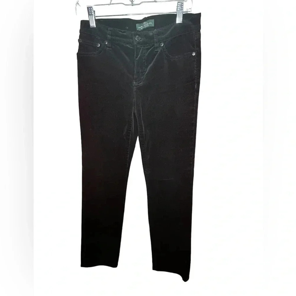 LRL Micro Corduroy Straight Leg Pants Classic Black Size 4 - Picture 3 of 15